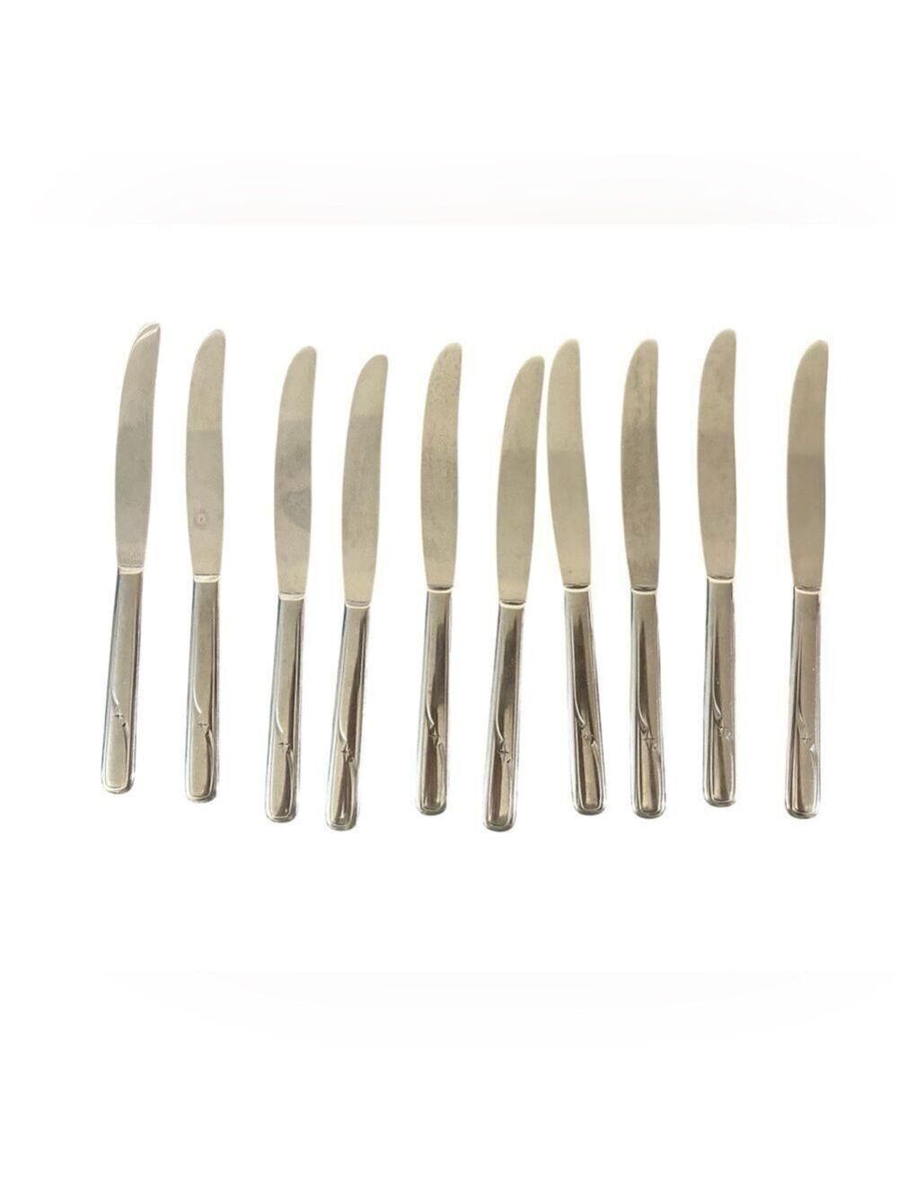 Ten Vintage Atomic Star MCM Flatware Dinner Knives USA Stainless